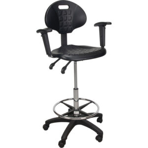 Heavy-Duty Ergonomic Stool with Adjustable Arm Rests & Nylon Stem Casters