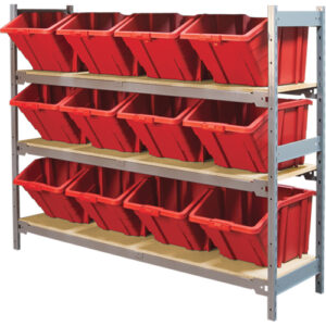 Wide Span Shelving with Jumbo Plastic Bins