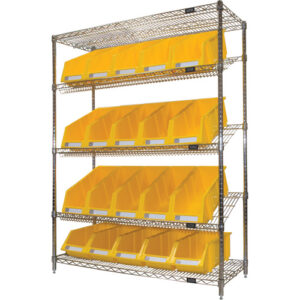 Slanted Wire Shelf with Bins