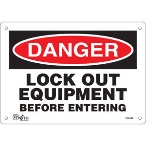 ""Lock Out Equipment Before Entering"" Sign