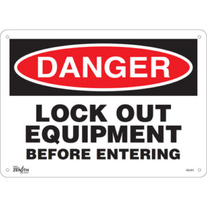 ""Lock Out Equipment Before Entering"" Sign