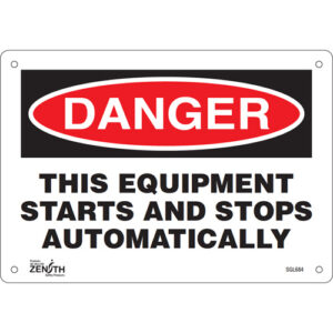 ""This Equipment Starts And Stops Automatically"" Sign