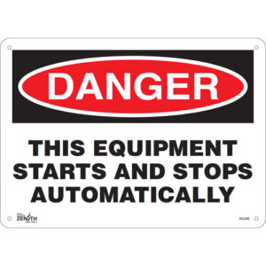 ""This Equipment Starts And Stops Automatically"" Sign
