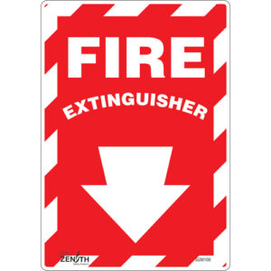""Fire Extinguisher"" with Down Arrow Sign