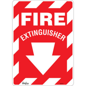 ""Fire Extinguisher"" with Down Arrow Sign
