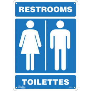 ""Restrooms - Toilettes"" Sign