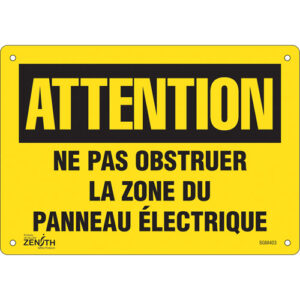 ""Zone du Panneau Électrique"" Sign