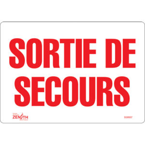 ""Sortie De Secours"" Sign