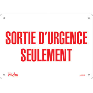 ""Sortie D'Urgence"" Sign
