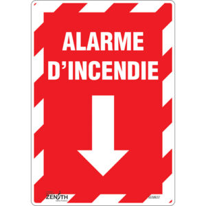 ""Alarme D'Incendie"" Arrow Sign