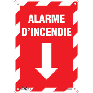 ""Alarme D'Incendie"" Arrow Sign