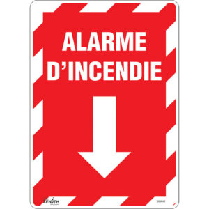 ""Alarme D'Incendie"" Arrow Sign