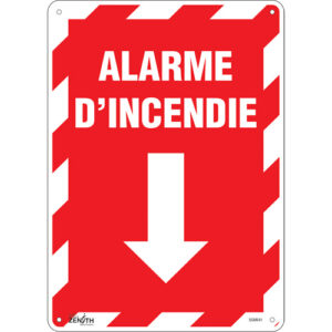 ""Alarme D'Incendie"" Arrow Sign