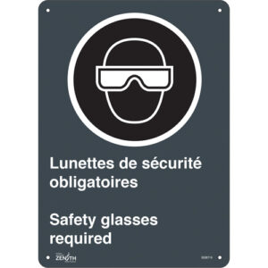 ""Safety Glasses Required/Lunettes de sécurité obligatoires"" Sign