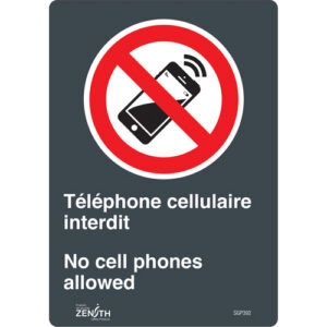 ""Téléphone cellulaire interdit /No Cell Phones"" Sign