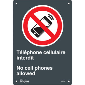 ""Téléphone cellulaire interdit /No Cell Phones"" Sign