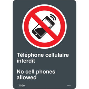 ""Téléphone cellulaire interdit /No Cell Phones"" Sign